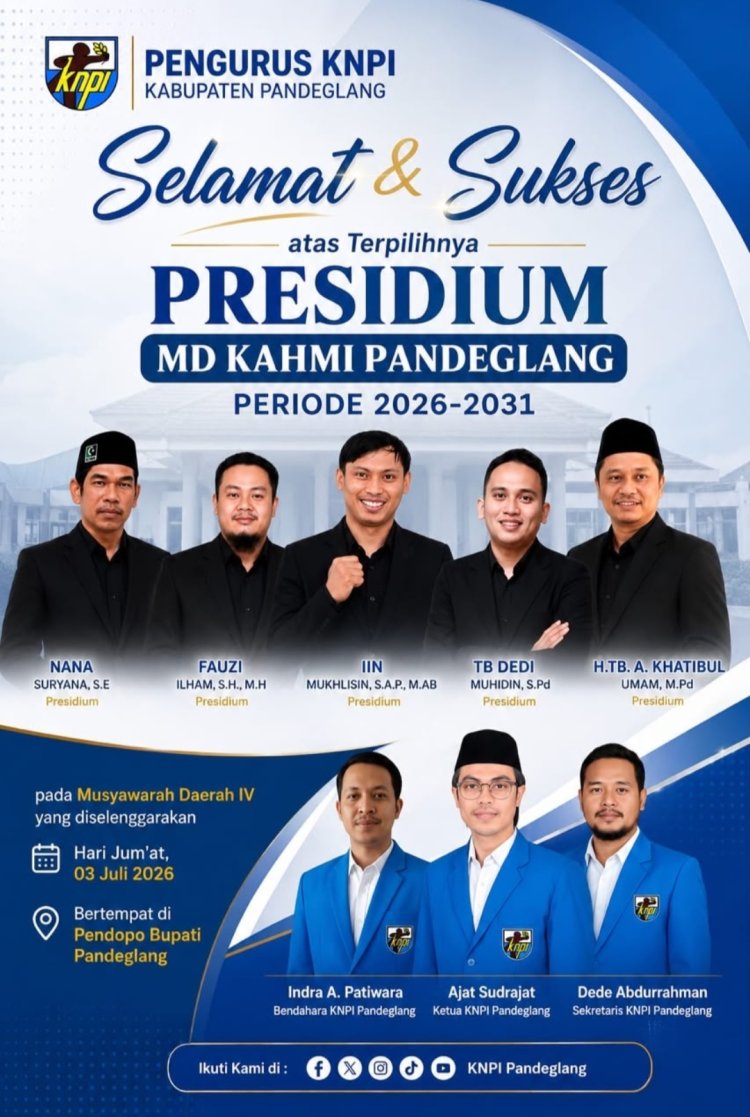 Musda IV MD KAHMI Pandeglang Sukses, DPD KNPI Sampaikan Selamat Kepada 5 Presidium Terpilih
